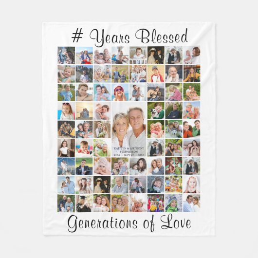 Jubileum 67 Foto Collage Aangepaste tekst Wit Fleece Deken (Voorkant)