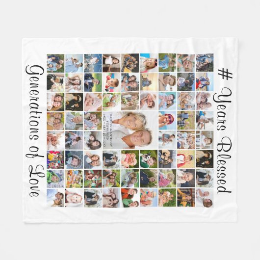 Jubileum 67 Foto Collage Aangepaste tekst Wit Fleece Deken (Voorkant (Horizontaal))