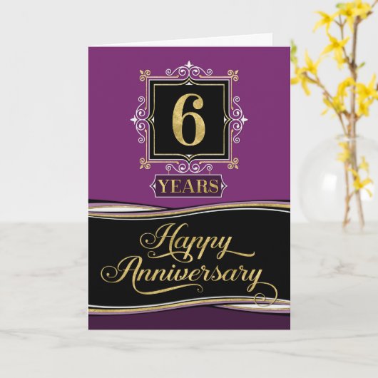 Jubileum 6 jaar Decoratieve formele kruimel Kaart (Gele Bloem)