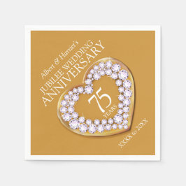 Jubileum 75e trouwdag hart aangepaste naam servet