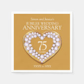 Jubileum 75e trouwdag hart aangepaste naam servet (Voorkant)