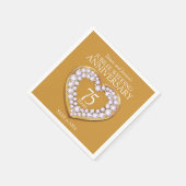 Jubileum 75e trouwdag hart aangepaste naam servet (Hoek)