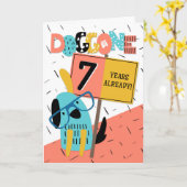 Jubileum 7 jaar Comic Dog Kaart (Gele Bloem)