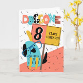 Jubileum 8 jaar Comic Dog Kaart (Gele Bloem)