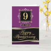 Jubileum 9 jaar decoratieve formele kruimel kaart (Gele Bloem)