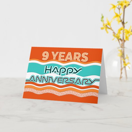 Jubileum 9 jaar kleurrijke golven kaart (Gele Bloem)