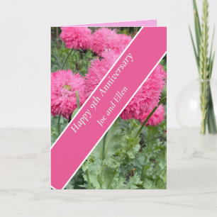 Jubileum 9de bruiloft, papaver kaart