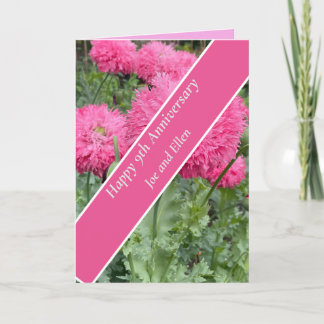 Jubileum 9de bruiloft, papaver kaart