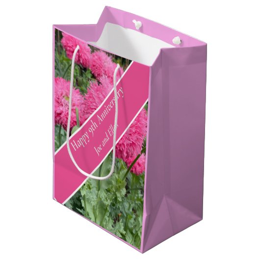 Jubileum 9de bruiloft, papaver medium cadeauzakje (Voorkant Gekanteld)