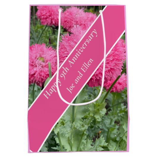 Jubileum 9de bruiloft, papaver medium cadeauzakje (Achterkant)