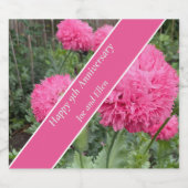 Jubileum 9de bruiloft, papaver sparkling wijnetiket (Enkel label)