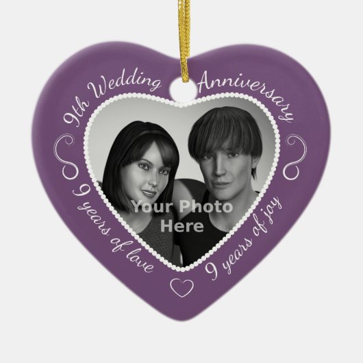 Jubileum 9th Wedding Keramisch Ornament (Voorkant)