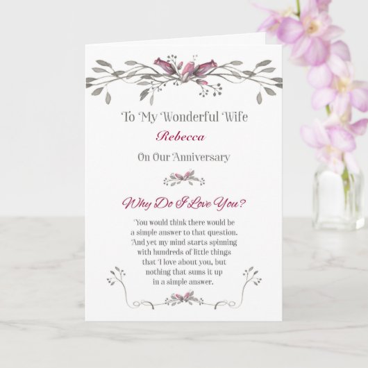 Jubileum aan Echtgenote personaliseren met Naam Kaart (Orchidee)