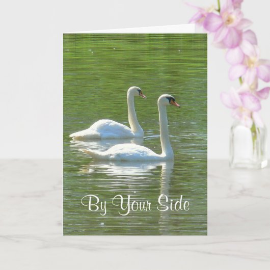 JUBILEUM, "AAN UW ZIJDE", TWEE WITTE ZWANEN, KAART (Orchidee)