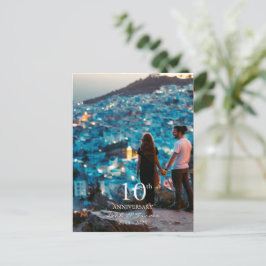 Jubileum aangepaste foto bruiloft chique wit lette feestdagenkaart