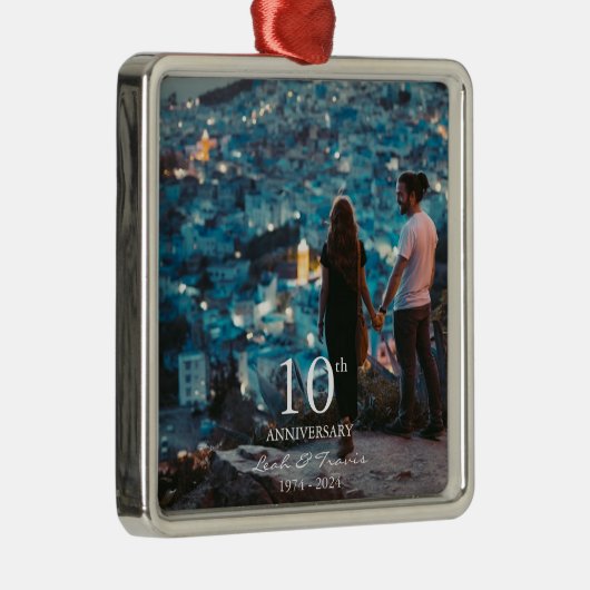 Jubileum aangepaste foto bruiloft chique wit lette metalen ornament (Rechts)