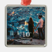 Jubileum aangepaste foto bruiloft chique wit lette metalen ornament (Voorkant)