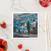 Jubileum aangepaste foto bruiloft chique wit lette servet (Insitu)