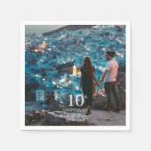 Jubileum aangepaste foto bruiloft chique wit lette servet (Voorkant)