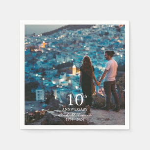 Jubileum aangepaste foto bruiloft chique wit lette servet