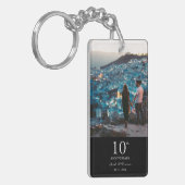 Jubileum aangepaste foto bruiloft chique zwart wit sleutelhanger (Voorkant Links)