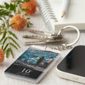 Jubileum aangepaste foto bruiloft chique zwart wit sleutelhanger (Voorkant Rechts)