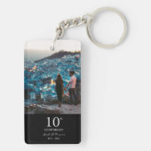 Jubileum aangepaste foto bruiloft chique zwart wit sleutelhanger (achterkant)