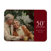 Jubileum aangepaste foto bruiloft modern rood wit magneet (Horizontaal)