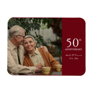 Jubileum aangepaste foto bruiloft modern rood wit magneet