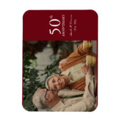 Jubileum aangepaste foto bruiloft modern rood wit magneet (Verticaal)