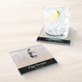 Jubileum aangepaste foto modern stijlvol bruiloft glazen onderzetter