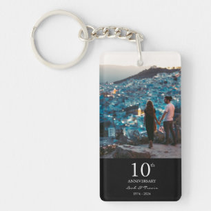 Jubileum aangepaste foto trouw chic zwart wit sleutelhanger