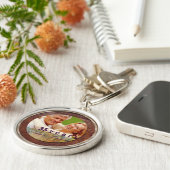 Jubileum aanpasbaar leder en zilver sleutelhanger (Zijkant)