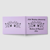 Jubileum Abstract zwarte bloemen Paars Gastenboek (Volledig)