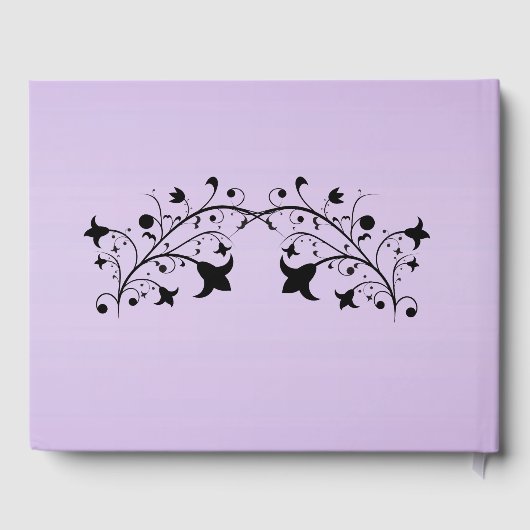 Jubileum Abstract zwarte bloemen Paars Gastenboek (Achterkant)