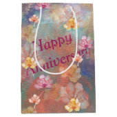 Jubileum Abstracte verf en bloemen Medium Cadeauzakje (Voorkant)