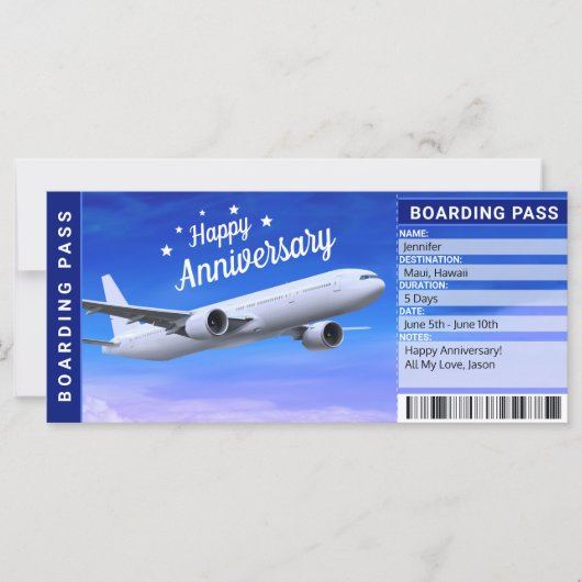 Jubileum Airline Instapass Geschenkticket (Voorkant)