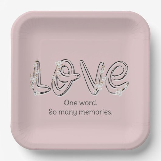 Jubileum Almond Blossom Love Text Papieren Bordje (Voorkant)