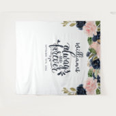 Jubileum Altijd en eeuwig marineroze Floral Wandkleed (Voorkant (horizontaal))