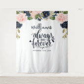 Jubileum Altijd en eeuwig marineroze Floral Wandkleed (Voorkant)