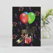 Jubileum ballonnen flesjesemmer celebratie bedankkaart (Staand voorkant)