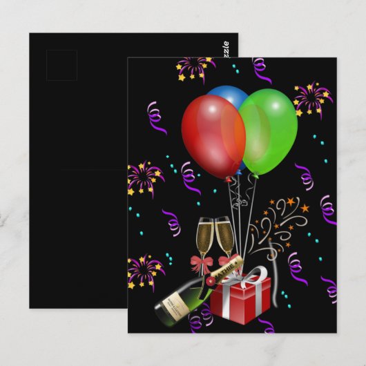 Jubileum ballonnen flesjesemmer celebratie briefkaart (Voorkant / Achterkant)