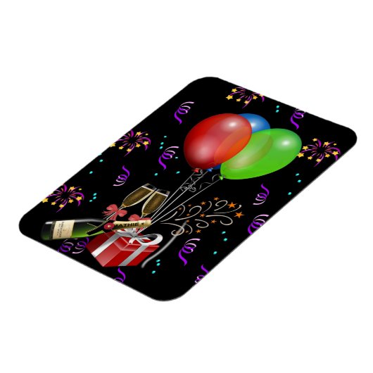 Jubileum ballonnen flesjesemmer celebratie magneet (Linkerzijde)