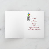 Jubileum ballonnen Romantic Cute Teddy Bear Feestdagen Kaart (Binnen)