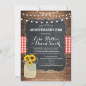 Jubileum BBQ Red Check Chalk Jar Sunflower Kaart (Voorkant)