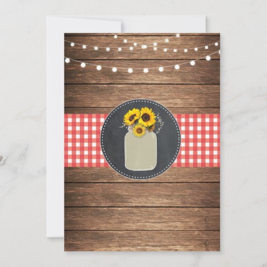 Jubileum BBQ Red Check Chalk Jar Sunflower Kaart (Achterkant)