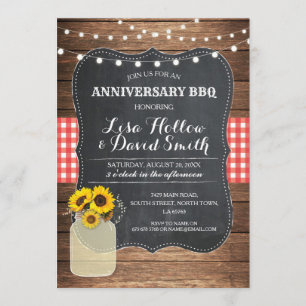Jubileum BBQ Red Check Chalk Jar Sunflower Kaart