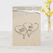 Jubileum Beach Hearts in zand met Surf Kaart (Gele Bloem)