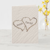 Jubileum Beach Hearts met Namen Kaart (Gele Bloem)