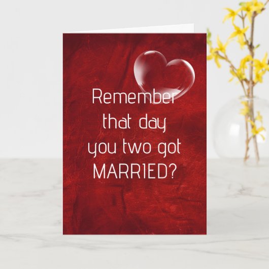 Jubileum belletje hart op rood leder kaart (Gele Bloem)